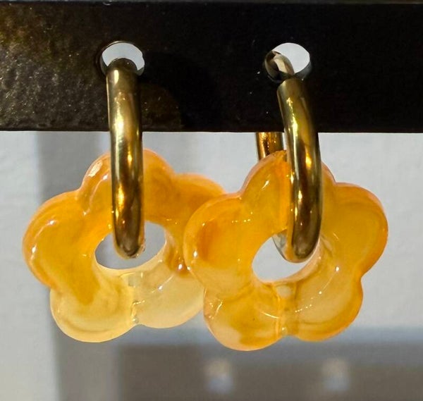Boucles d’oreilles créoles dorées - orange