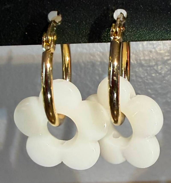 Boucles d’oreilles créoles dorées - blanc