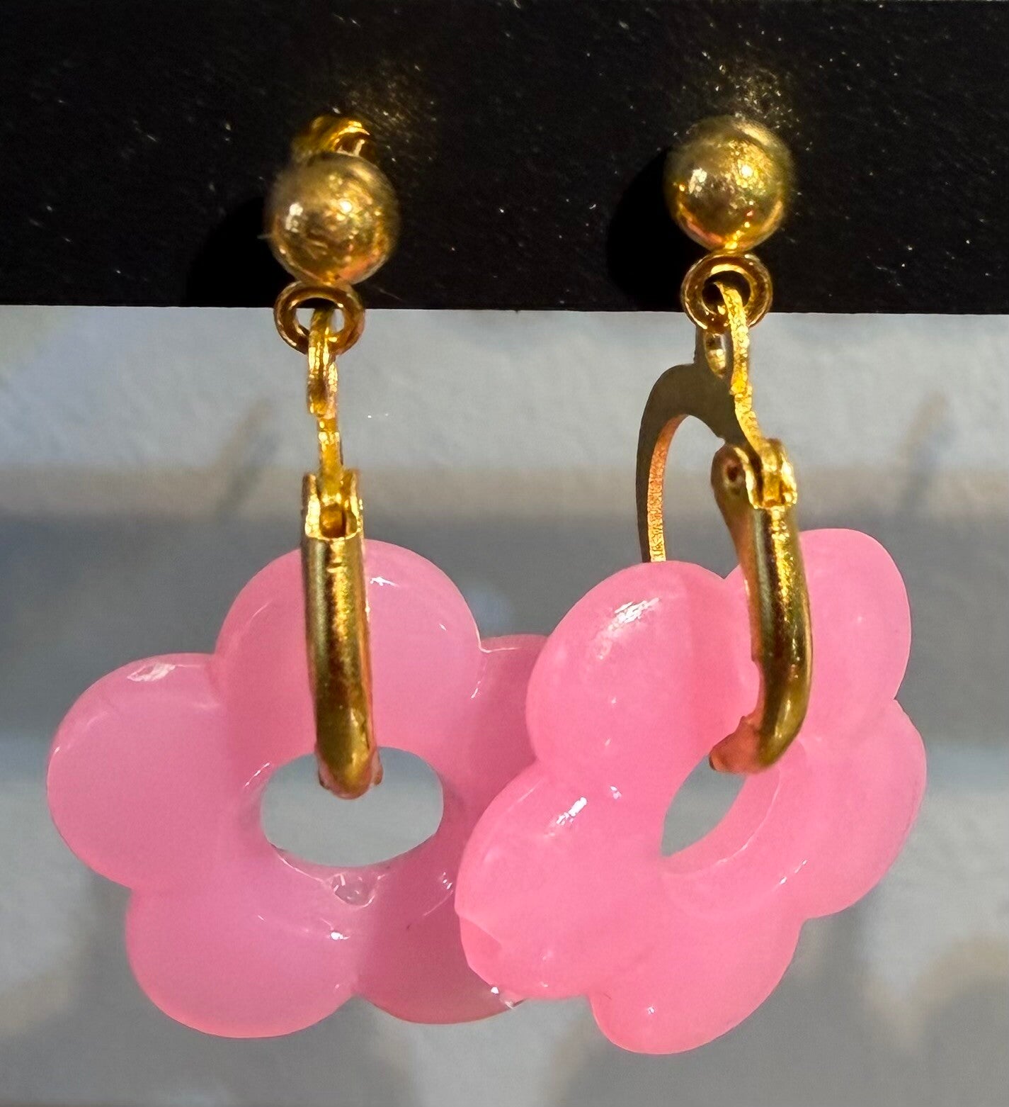 Boucles d’oreilles créoles dorées - rose