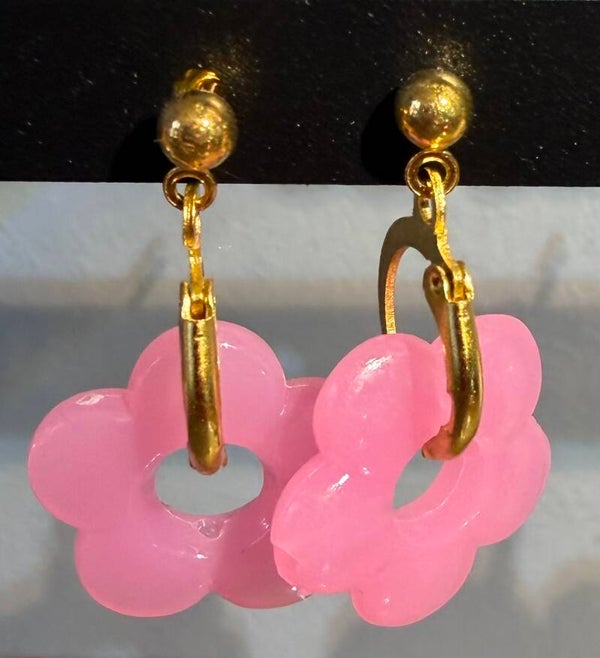 Boucles d’oreilles créoles dorées - rose