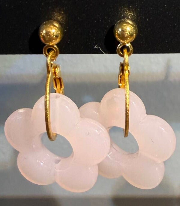Boucles d’oreilles créoles dorées - rose pâle