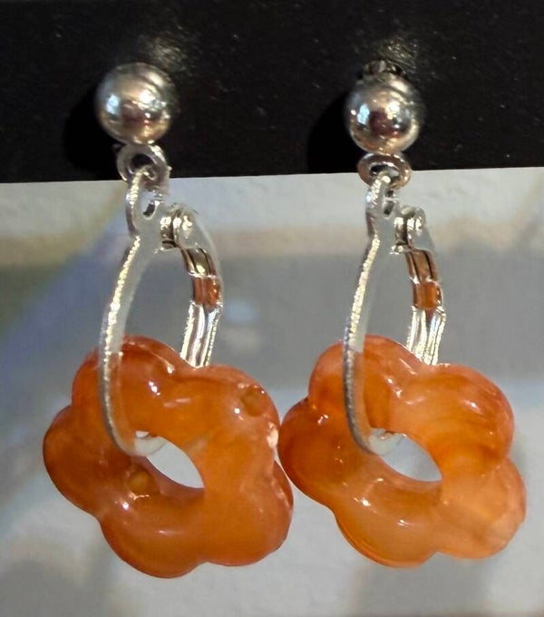 Boucles d’oreilles créoles argentées - orange