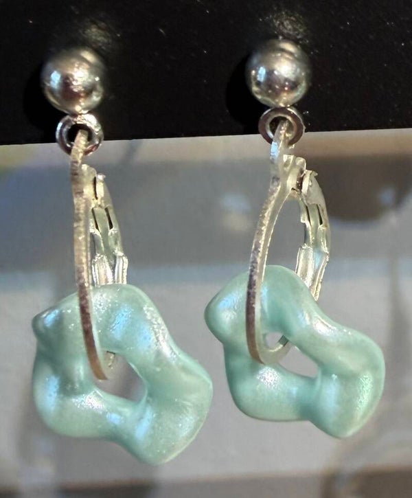Boucles d’oreilles créoles argentées - turquoise