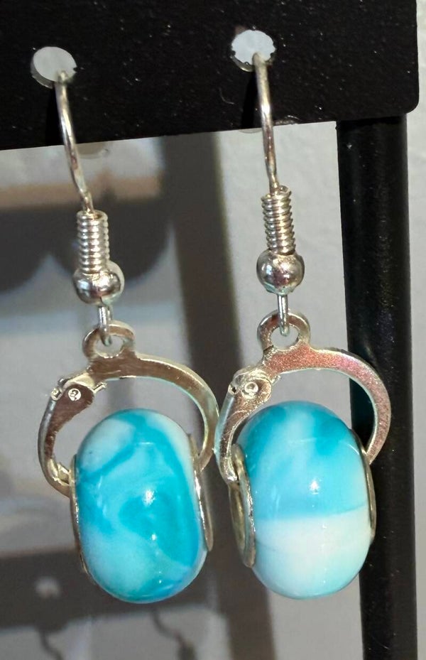 Boucles d’oreilles argentées roue turquoise
