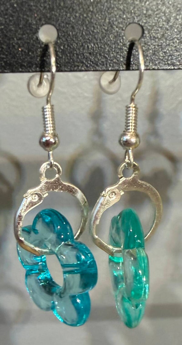 Boucles d’oreilles créoles argentées - turquoise