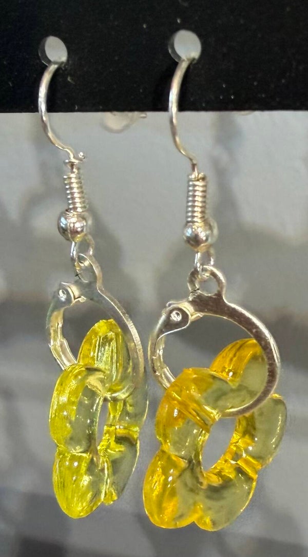Boucles d’oreilles créoles argentées - jaune