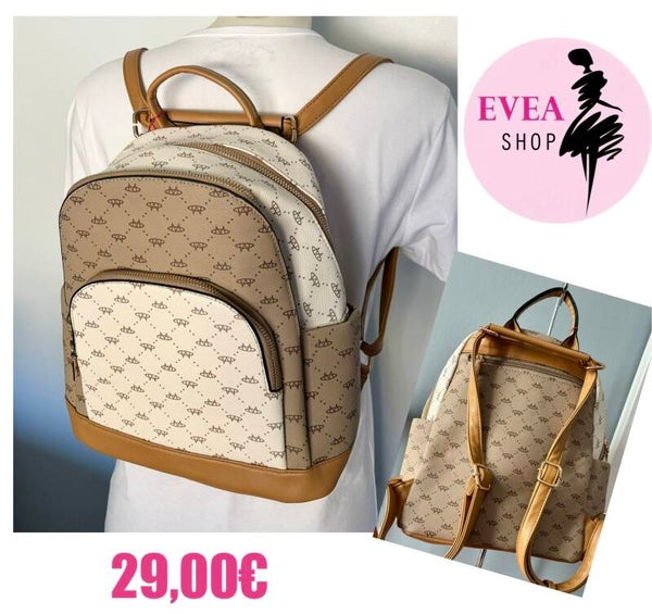 Sac à dos blanc / beige