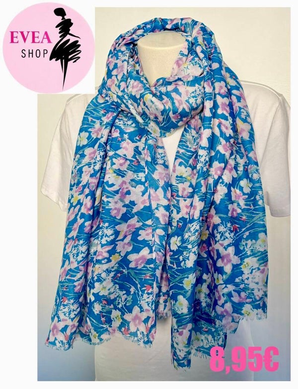Foulard petites fleurs bleu
