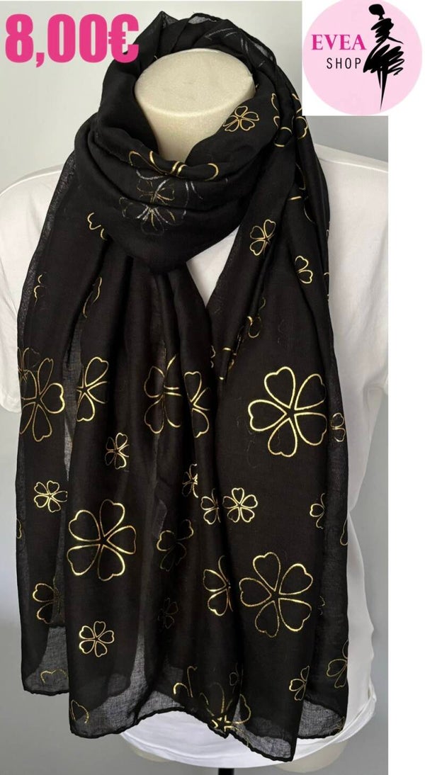 Foulard noir / marguerite dorée