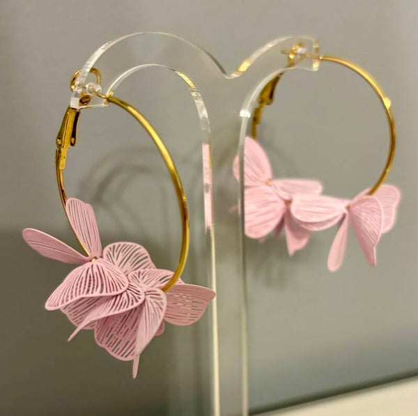 Boucles d’oreilles fleurs roses
