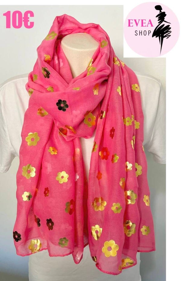 Foulard marguerite rose / doré