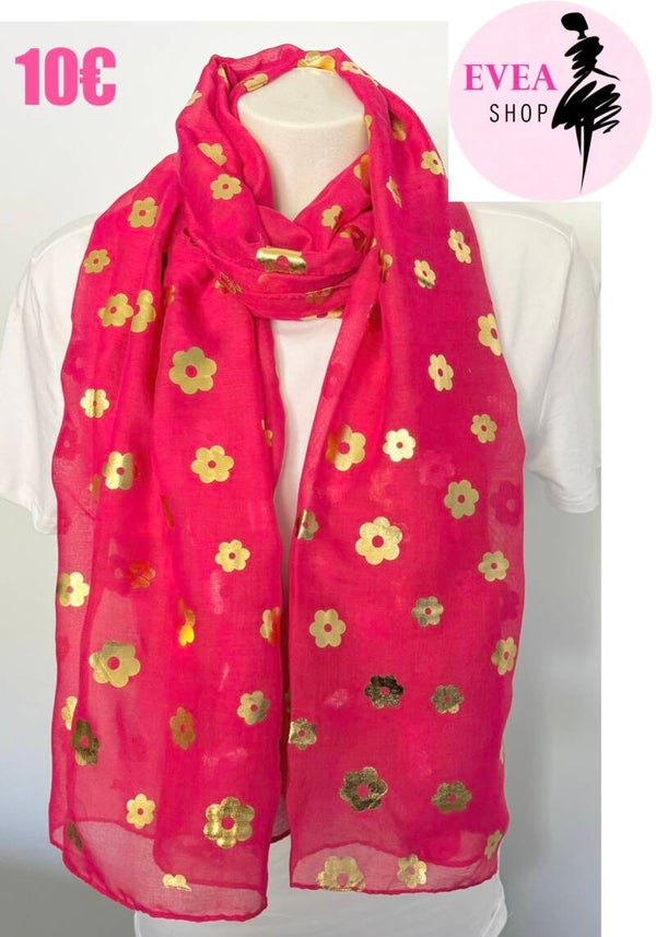 Foulard marguerite fushia / doré