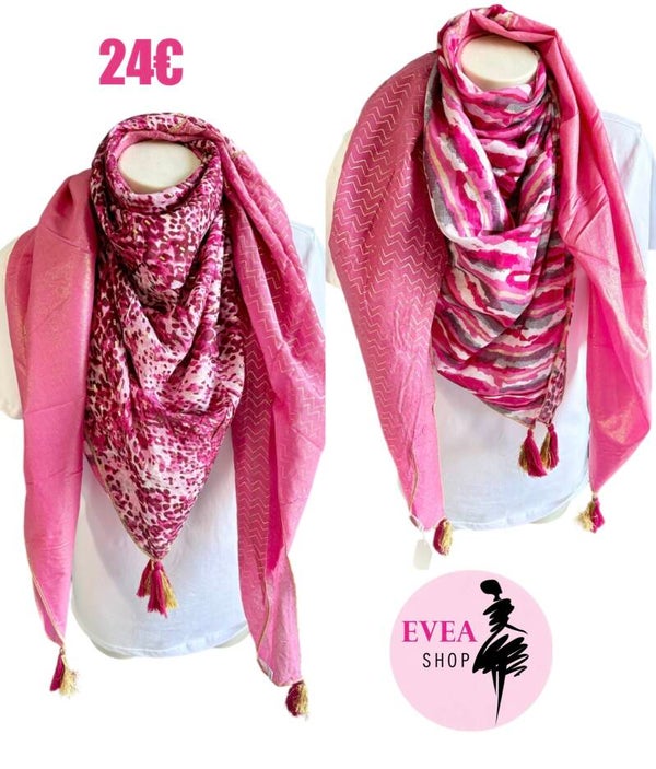 Foulard 4 parties fushia