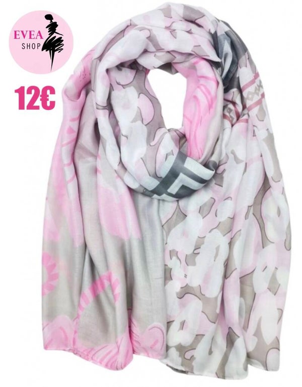 Foulard rose / gris