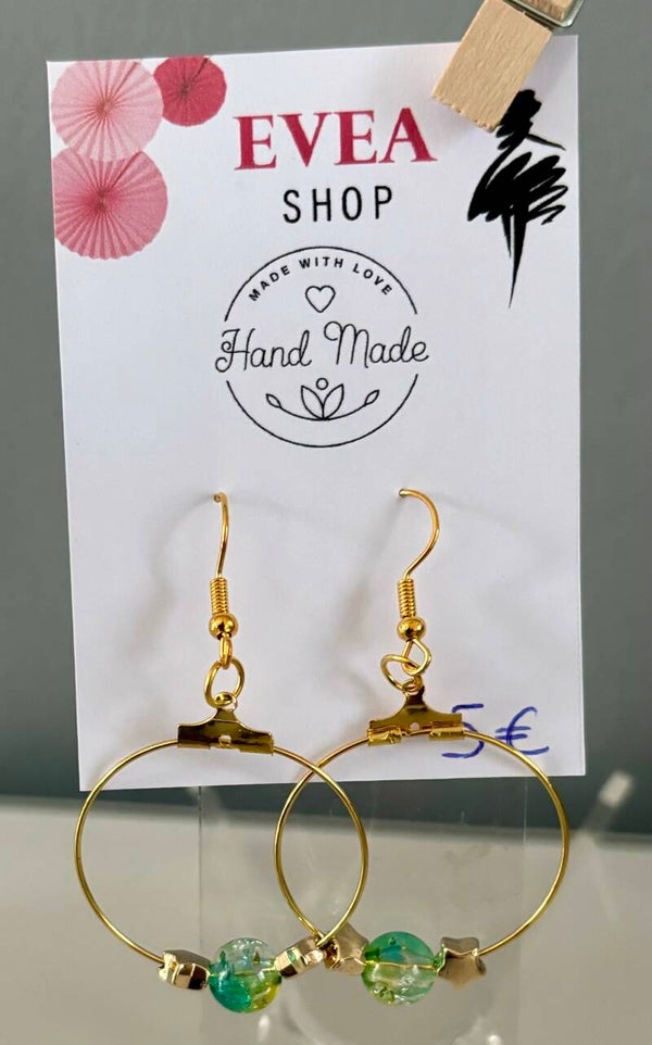 Hand Made : Boucles d’oreilles rond vert