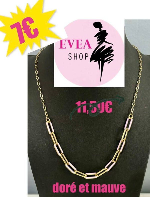 Collier doré / mauve