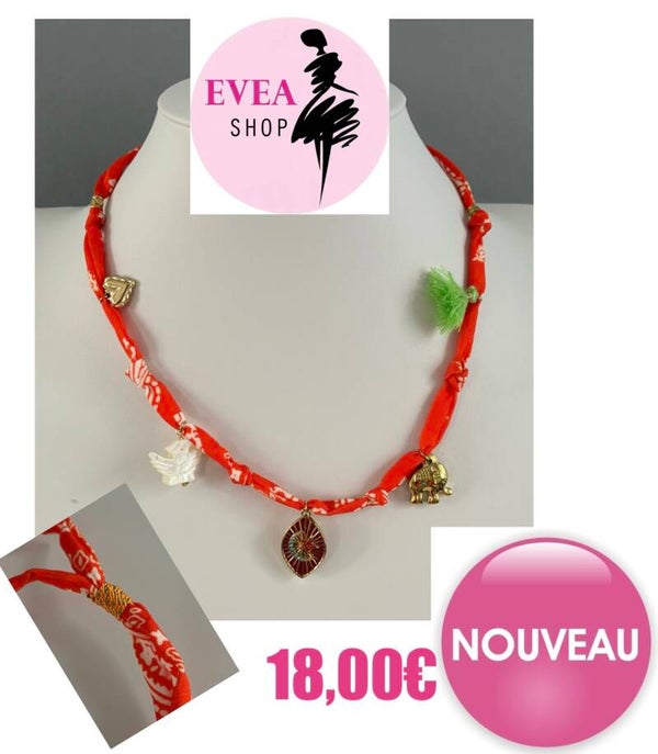 Collier tissus orange