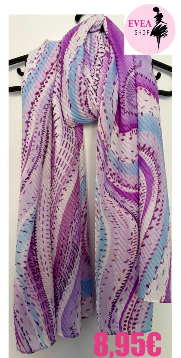 Foulard mauve / blanc / bleu