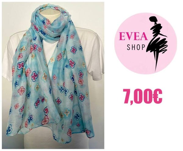 Foulard bleu fleurs