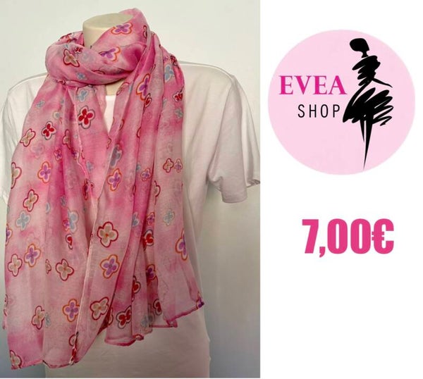Foulard rose fleurs