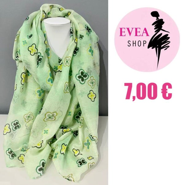Foulard vert fleurs