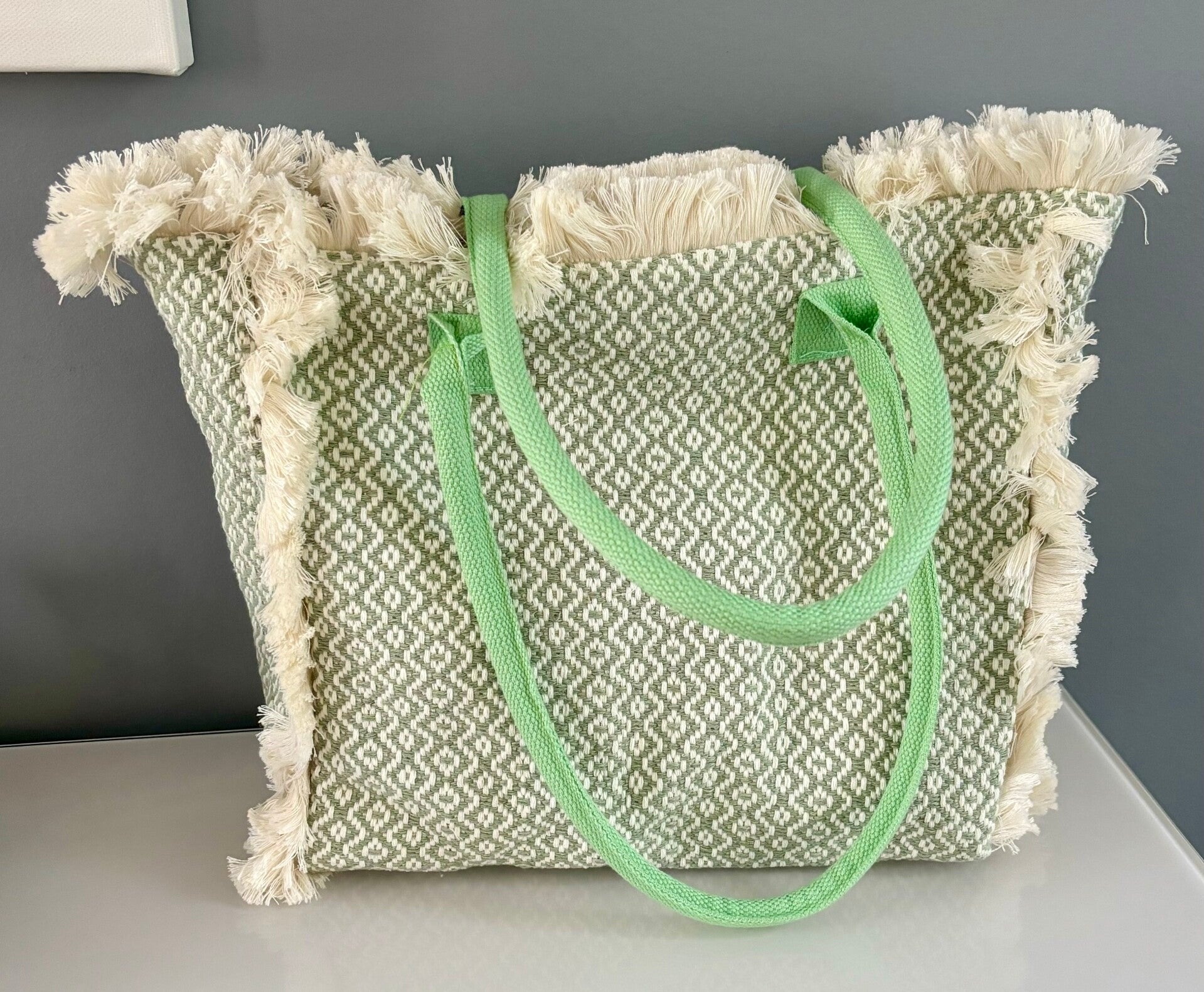 Grand sac vert/ blanc