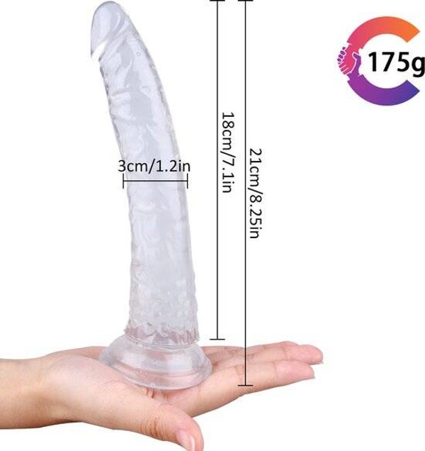 Sur commande : dildo silicone 21 cm transparent avec ventouse