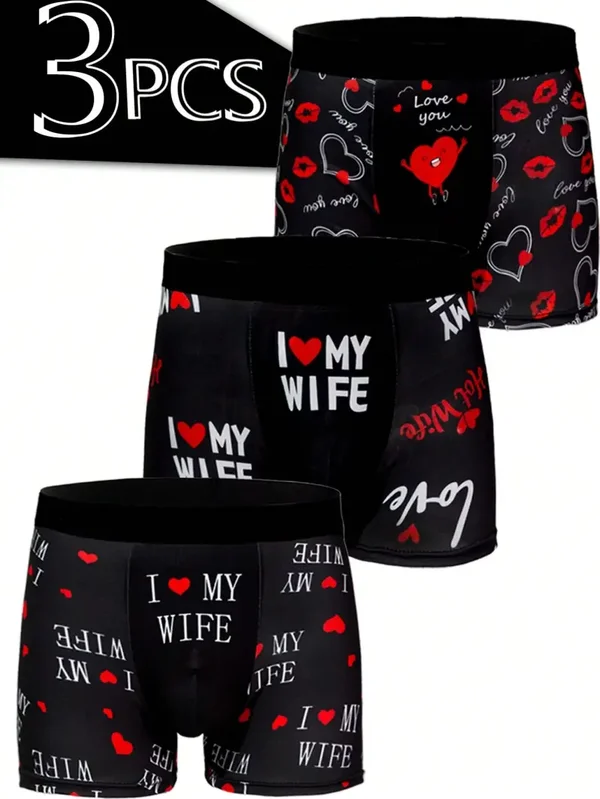 Set de 3 boxers hommes imprimé love