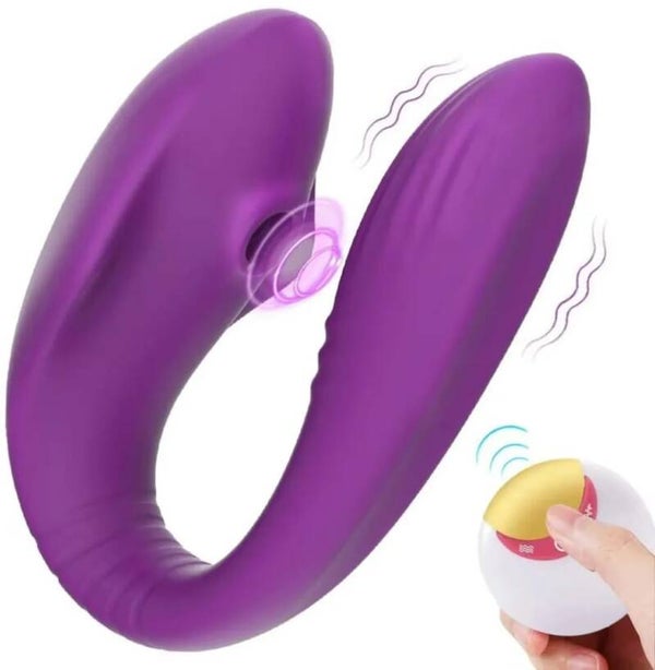 Vibromasseur télécommandé VGJOT, modèle point G, 8 modes de vibration, 5 modes d'aspiration, violet , dimensions : 10 x 15 cm