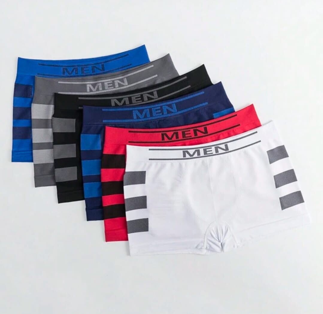6 Boxers Pour Hommes Imprimés De Lettres (6 Pièces/ensemble, Couleurs Assorties) M142026