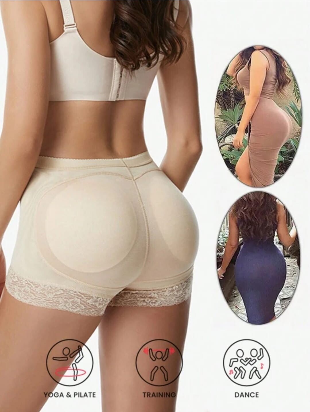 1 pièce short de contrôle du ventre de sport, culottes rembourrées respirantes pour rehausser les fesses, shorts de maintien des jambes, culottes galbantes et amincissantes, shorts galbants et sculptants M142026