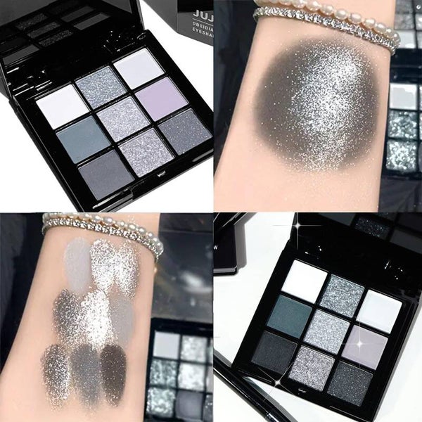 Palette black paillettes, 9 couleurs far à paupières
