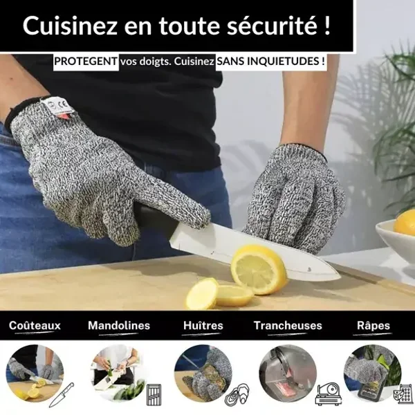 Gants de cuisine Anti-Coupures Haute Protection (taille S)