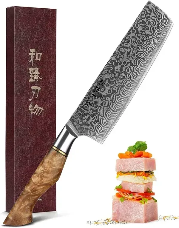 Couteau à découper HEZHEN Damas Nakiri B30