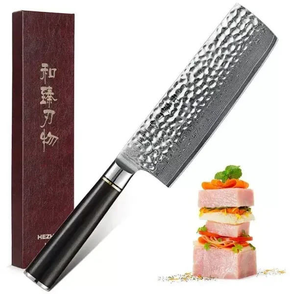 Couteau à découper HEZHEN Damas Nakiri