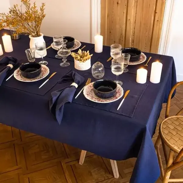 Serviettes de table bleu mer fabriquée en France 100% lin