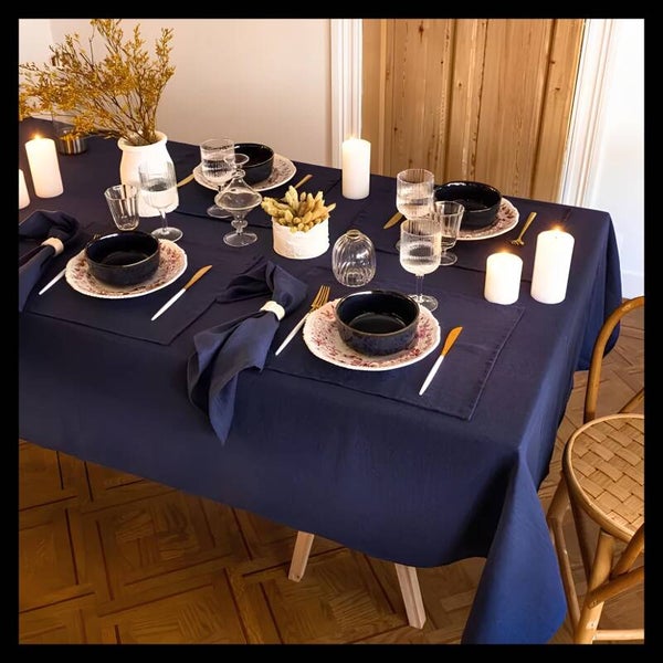 Serviettes de table bleu marine fabriquée en France 100% lin