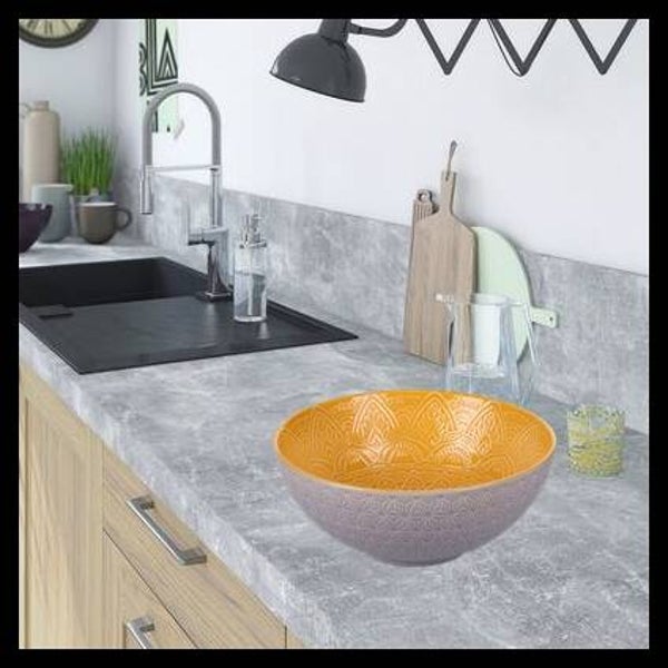 Saladier Baku jaune et gris clair de 25 cm