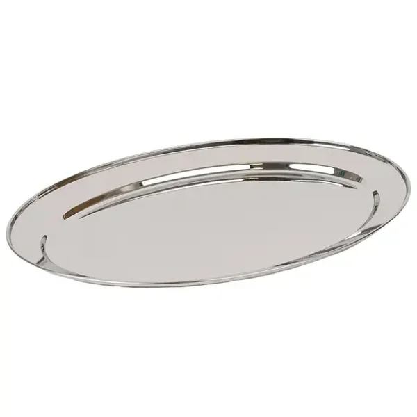 Plat de service ovale en acier inoxydable Hauteur 2 cm