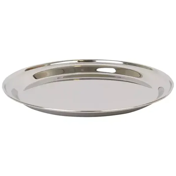 Plateau de service rond en acier inoxydable