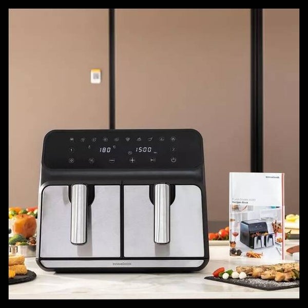 Friteuse sans huile InnovaGoods Fryinn Double 8000 noir acier inoxydable 3400 W 8 L
