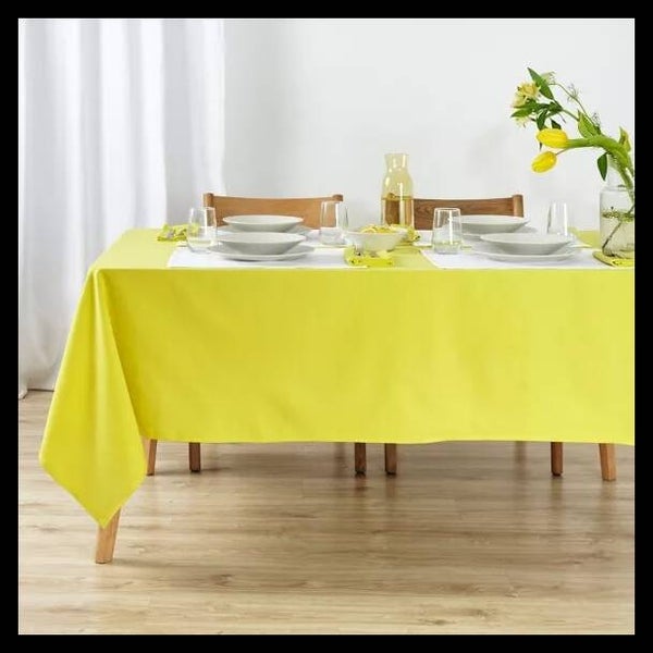 Nappe unie 100% lin toucher jaune