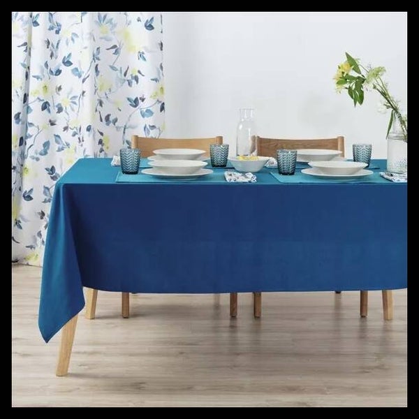 Nappe unie 100% lin toucher Bleu Cobalt