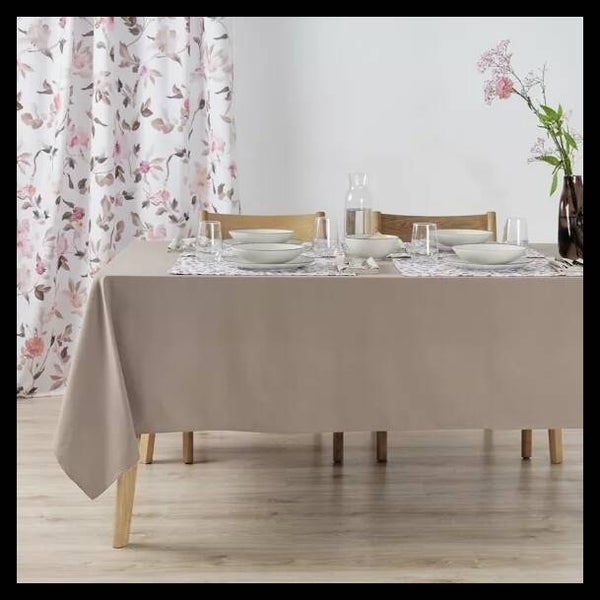 Nappe unie 100% lin toucher marron