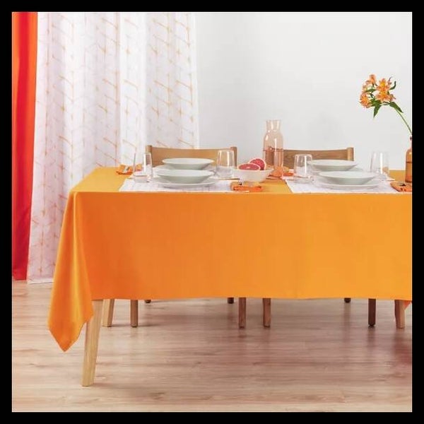 Nappe unie 100% lin toucher Orange Clair