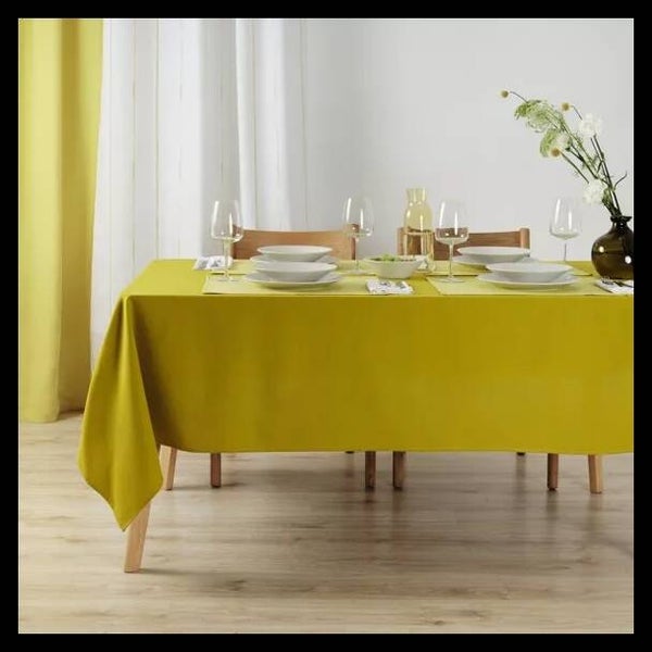 Nappe unie 100% lin toucher vert pistache