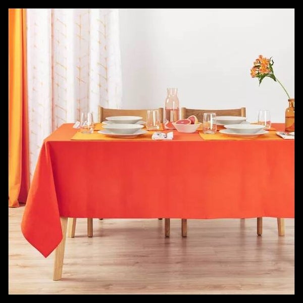 Nappe unie 100% lin toucher Orange Foncé