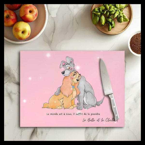 Petite planche à découper d'ambiance - La belle et le clochard