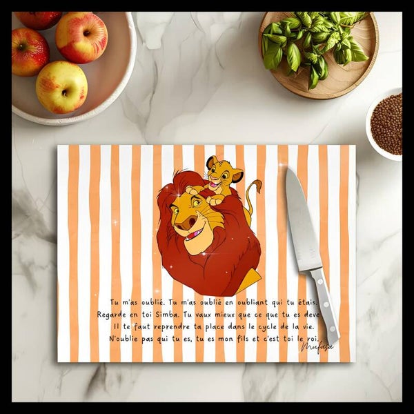 Petite planche à découper d'ambiance - Simba et Mufasa