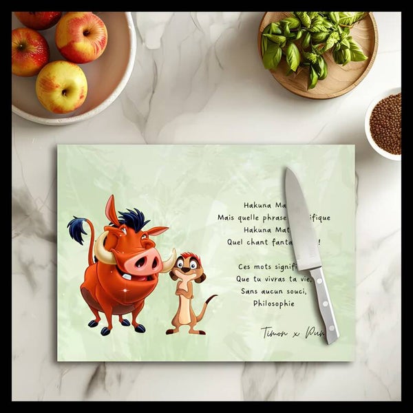 Petite planche à découper d'ambiance - Timon et Pumba